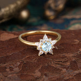 Lab Grown Aquamarine Engagement Ring | Floral Aquamarine Cluster Setting